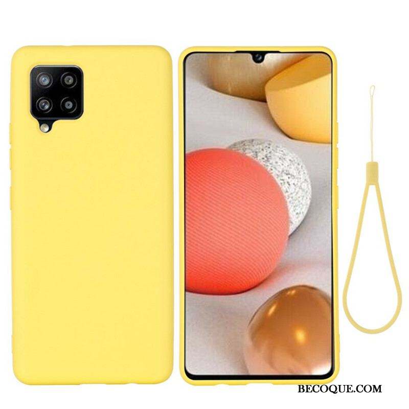 Coque Samsung Galaxy A42 Silicone Liquide avec Lanière