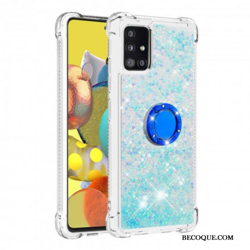 Coque Samsung Galaxy A51 5G Paillettes avec Anneau-Support