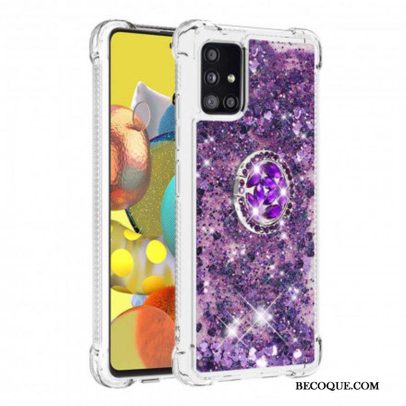 Coque Samsung Galaxy A51 5G Paillettes avec Anneau-Support