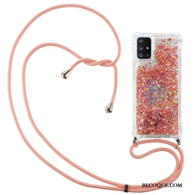 Coque Samsung Galaxy A51 5G Paillettes avec Cordon