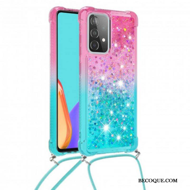 Coque Samsung Galaxy A52 4G / A52 5G / A52s 5G Silicone Paillettes et Cordon