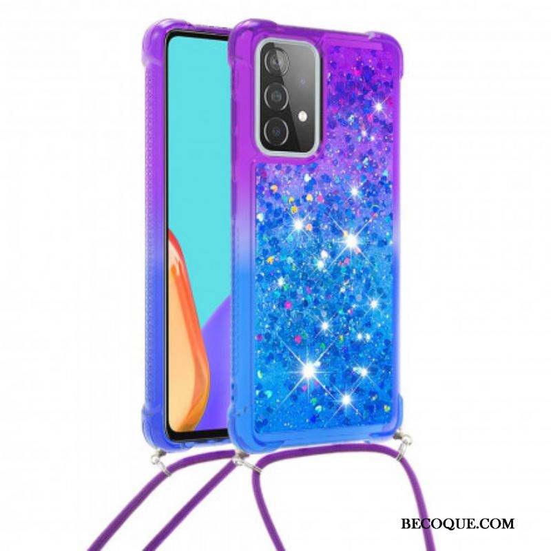 Coque Samsung Galaxy A52 4G / A52 5G / A52s 5G Silicone Paillettes et Cordon