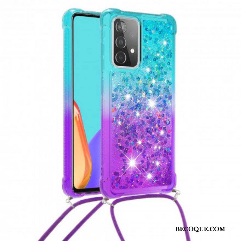 Coque Samsung Galaxy A52 4G / A52 5G / A52s 5G Silicone Paillettes et Cordon