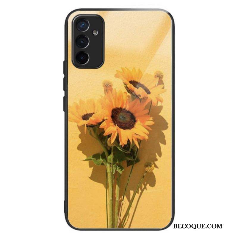 Coque Samsung Galaxy M13 Verre Trempé Fleurs de Soleil