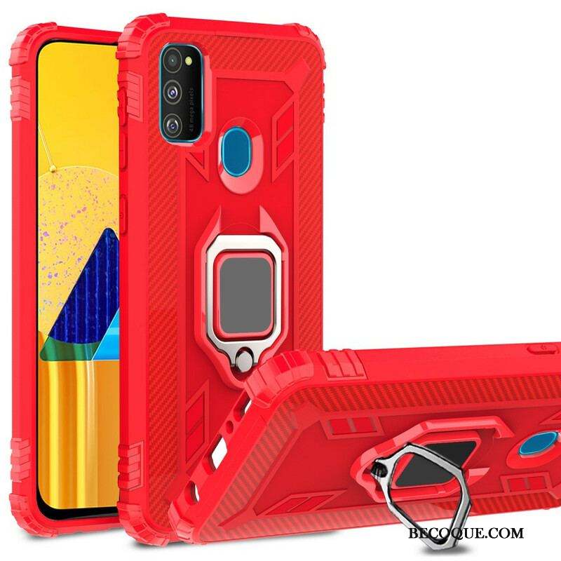 Coque Samsung Galaxy M21 Ring et Fibre Carbone