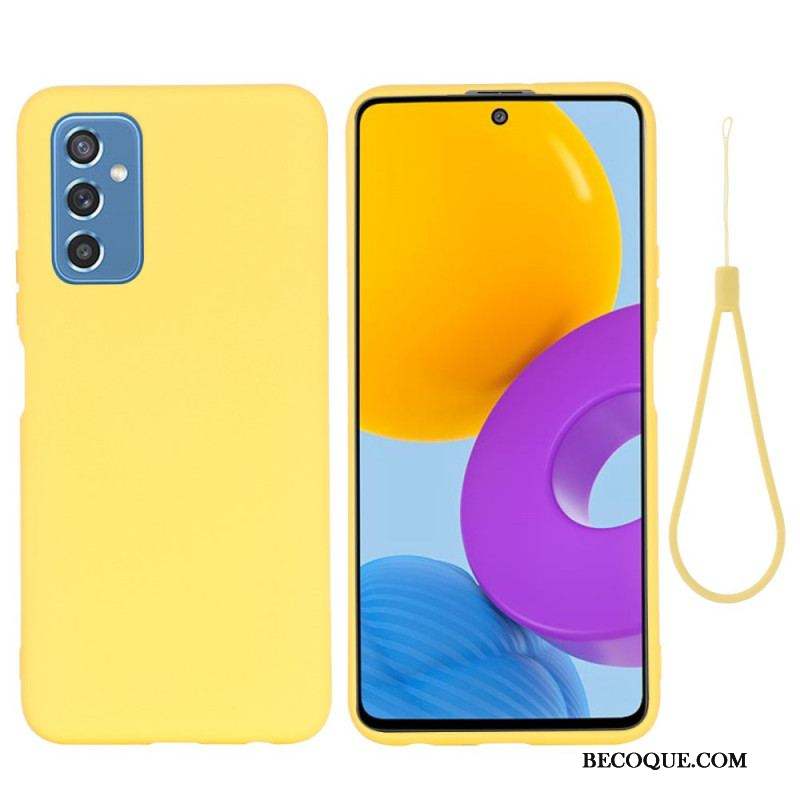 Coque Samsung Galaxy M52 5G Silicone Liquide à Lanière