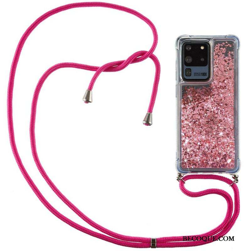 Coque Samsung Galaxy S20 Ultra Paillettes avec Cordon