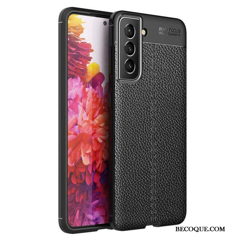 Coque Samsung Galaxy S21 FE Effet Cuir Litchi Double Line