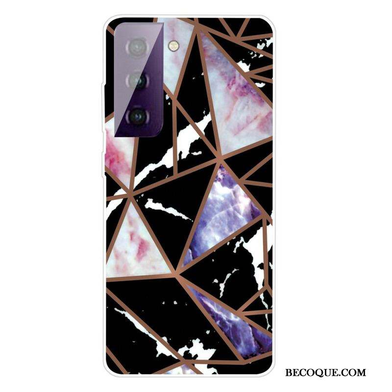 Coque Samsung Galaxy S21 FE Marbre Géométrique Décliné