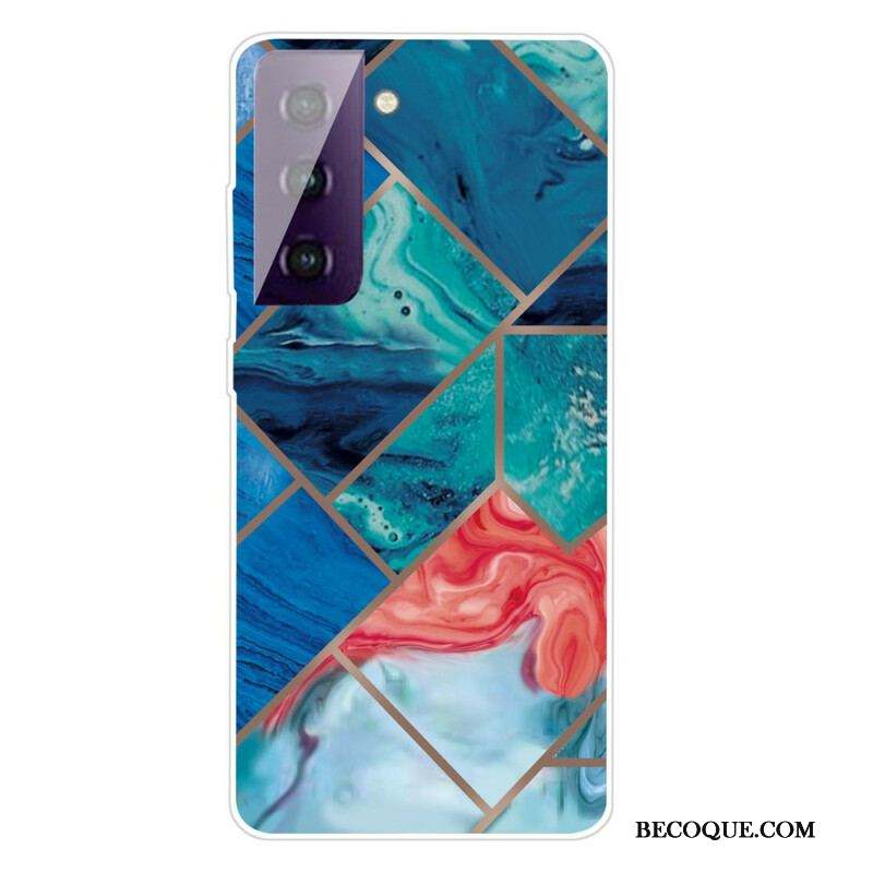 Coque Samsung Galaxy S21 FE Marbre Géométrique Décliné