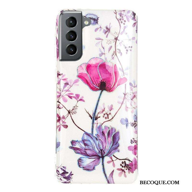 Coque Samsung Galaxy S21 FE Marbrée Fleurs