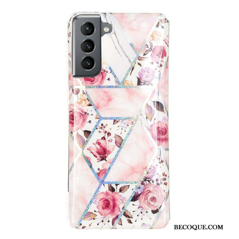 Coque Samsung Galaxy S21 FE Marbrée Fleurs