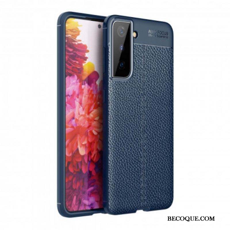 Coque Samsung Galaxy S21 Plus 5G Effet Cuir Litchi Double Line