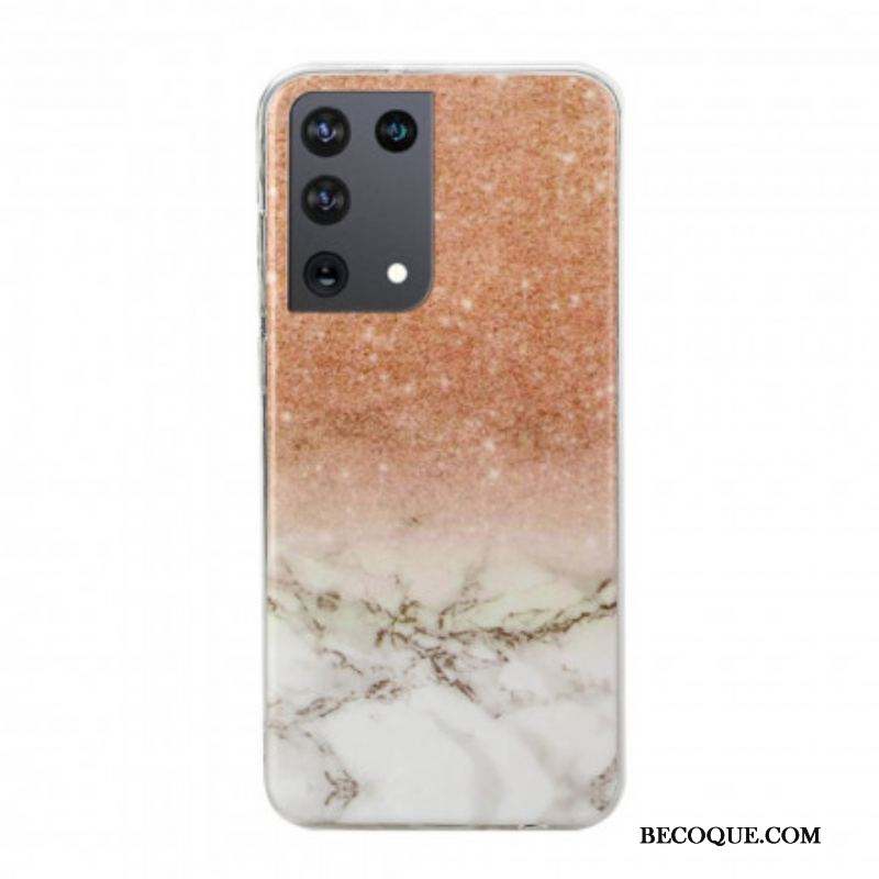 Coque Samsung Galaxy S21 Ultra 5G Marbre Paillettes Dégradés