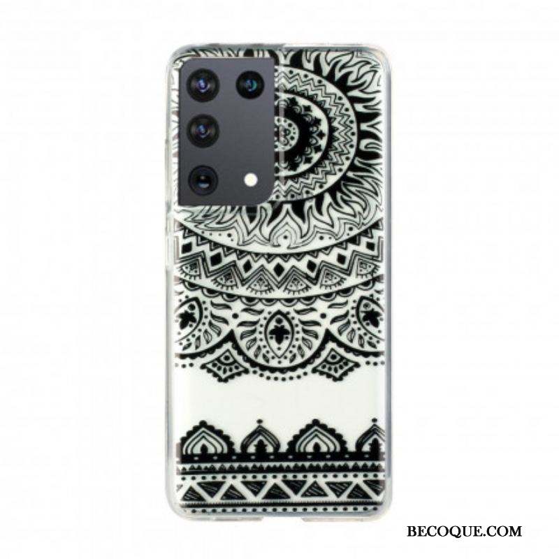 Coque Samsung Galaxy S21 Ultra 5G Transparente Fleur Mandala