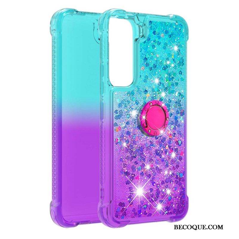 Coque Samsung Galaxy S22 5G Paillettes Anneau-Support