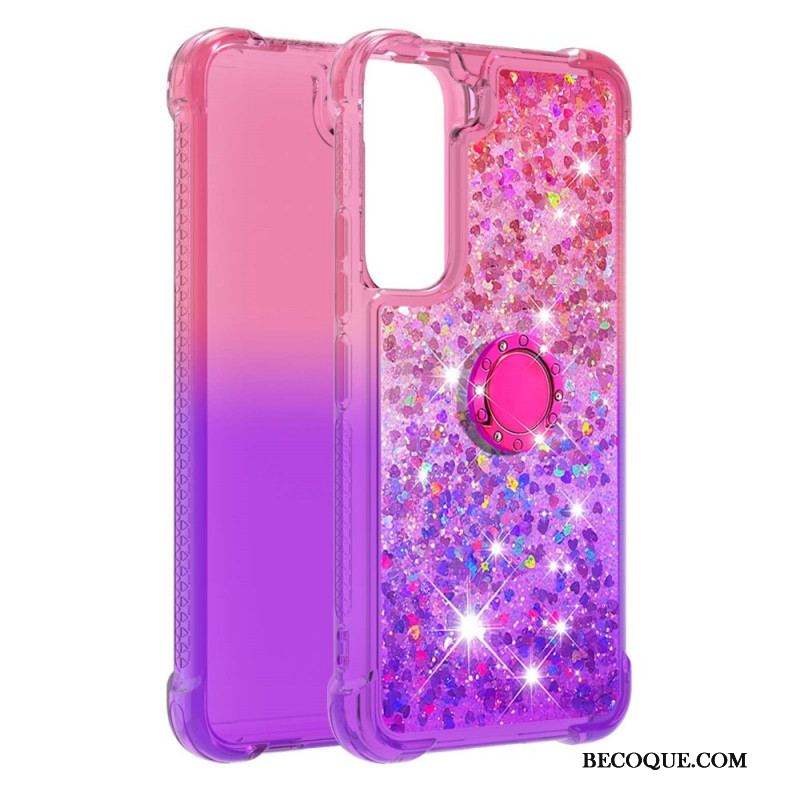 Coque Samsung Galaxy S22 5G Paillettes Anneau-Support