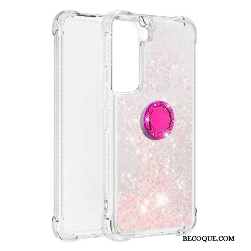 Coque Samsung Galaxy S22 5G Paillettes avec Anneau-Support