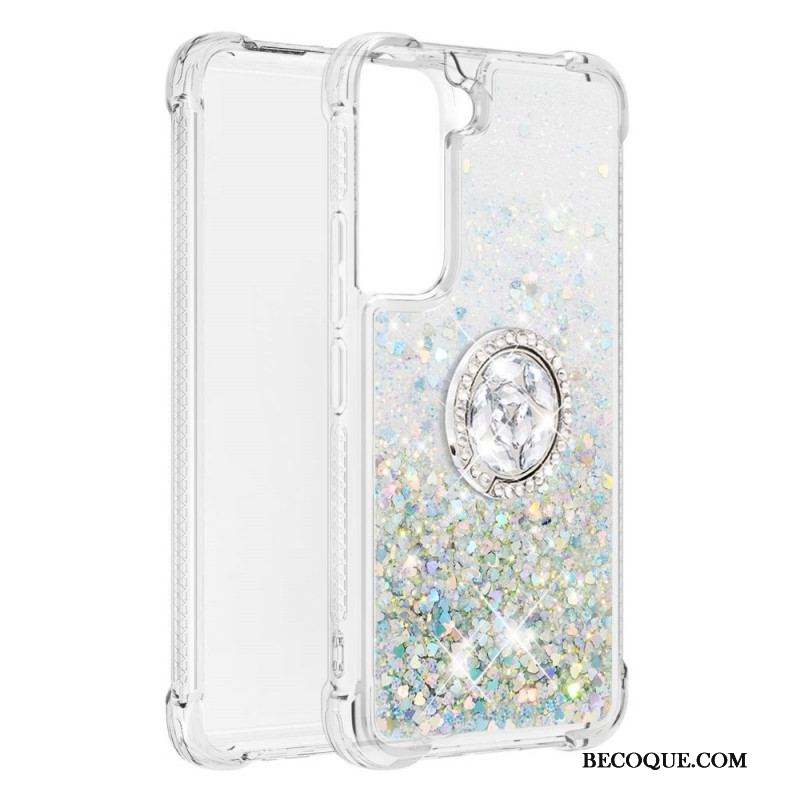 Coque Samsung Galaxy S22 5G Paillettes avec Anneau-Support