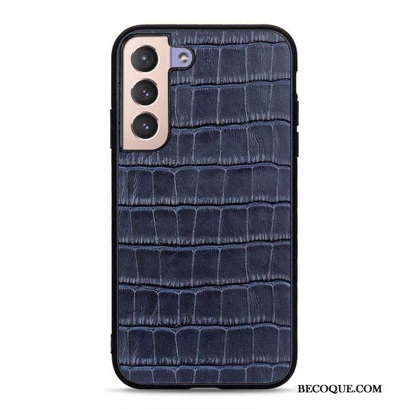 Coque Samsung Galaxy S22 5G Véritable Cuir Texture Crocodile