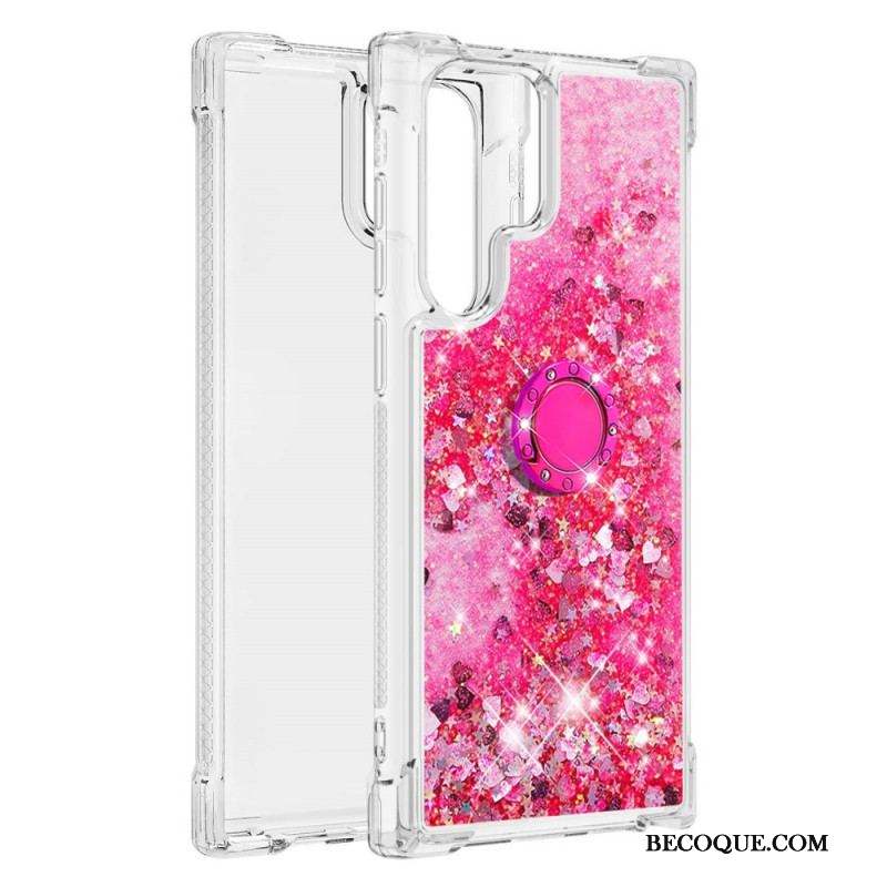 Coque Samsung Galaxy S22 Ultra 5G Paillettes Anneau-Support