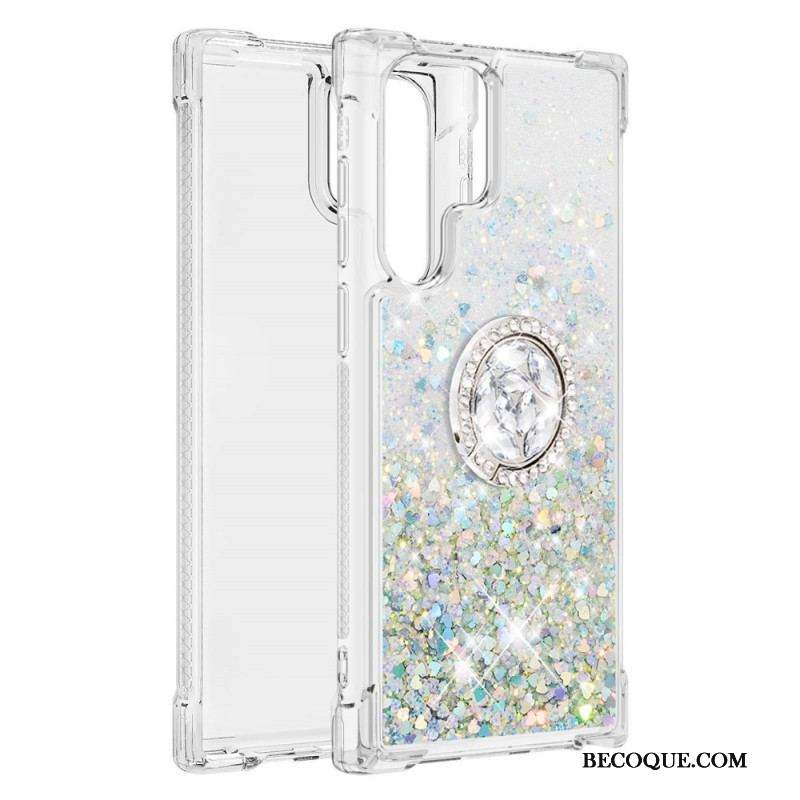 Coque Samsung Galaxy S22 Ultra 5G Paillettes Anneau-Support