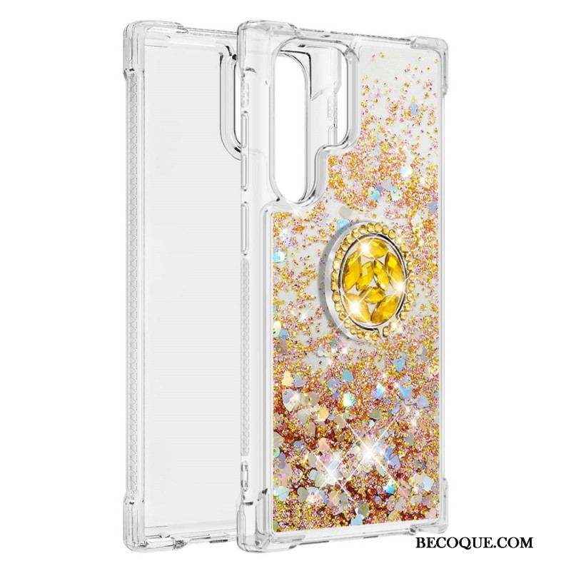 Coque Samsung Galaxy S22 Ultra 5G Paillettes Anneau-Support