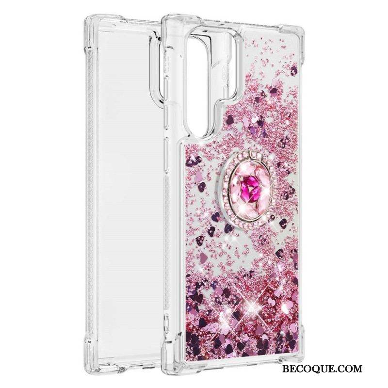 Coque Samsung Galaxy S22 Ultra 5G Paillettes Anneau-Support