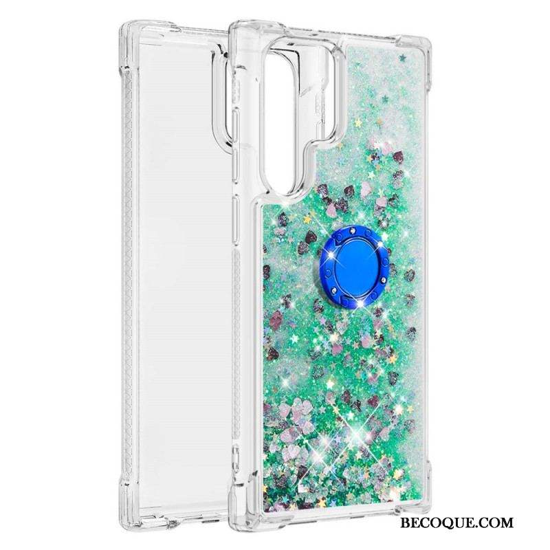 Coque Samsung Galaxy S22 Ultra 5G Paillettes Anneau-Support