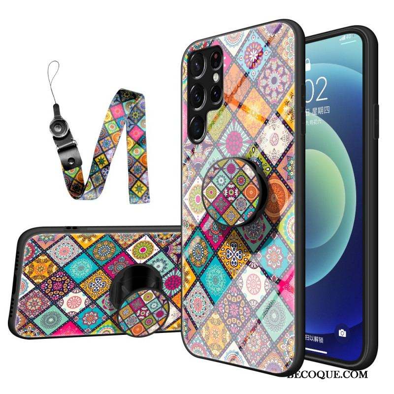 Coque Samsung Galaxy S22 Ultra 5G Support Magnétique Patchwork