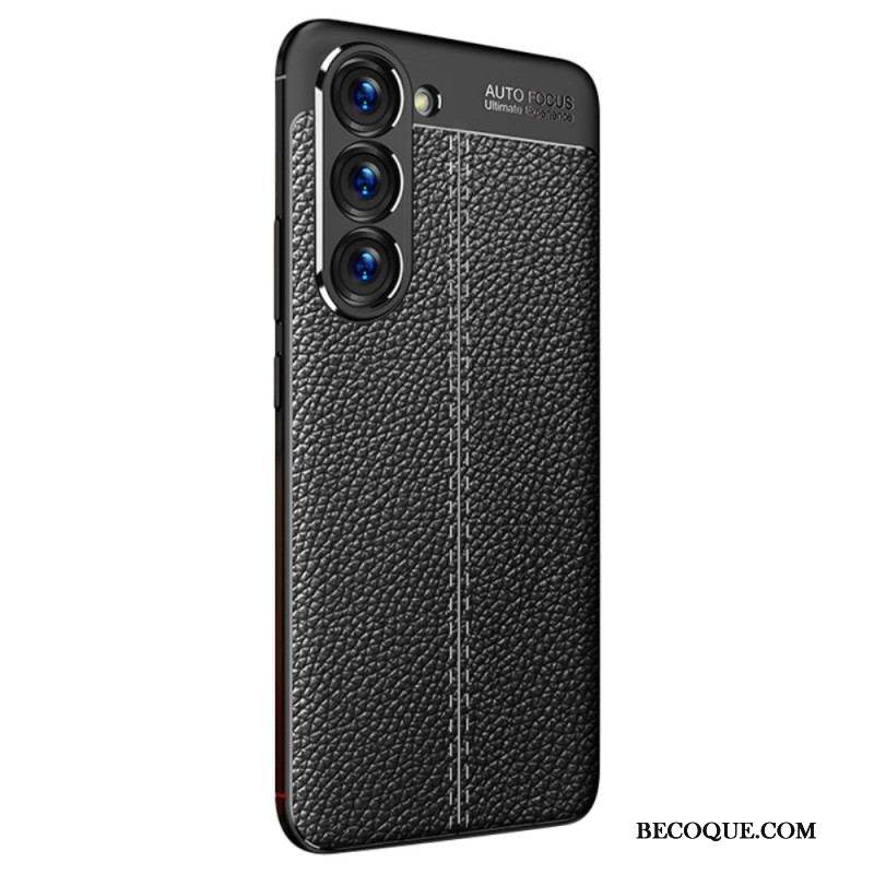 Coque Samsung Galaxy S23 5G Effet Cuir Litchi Double Line