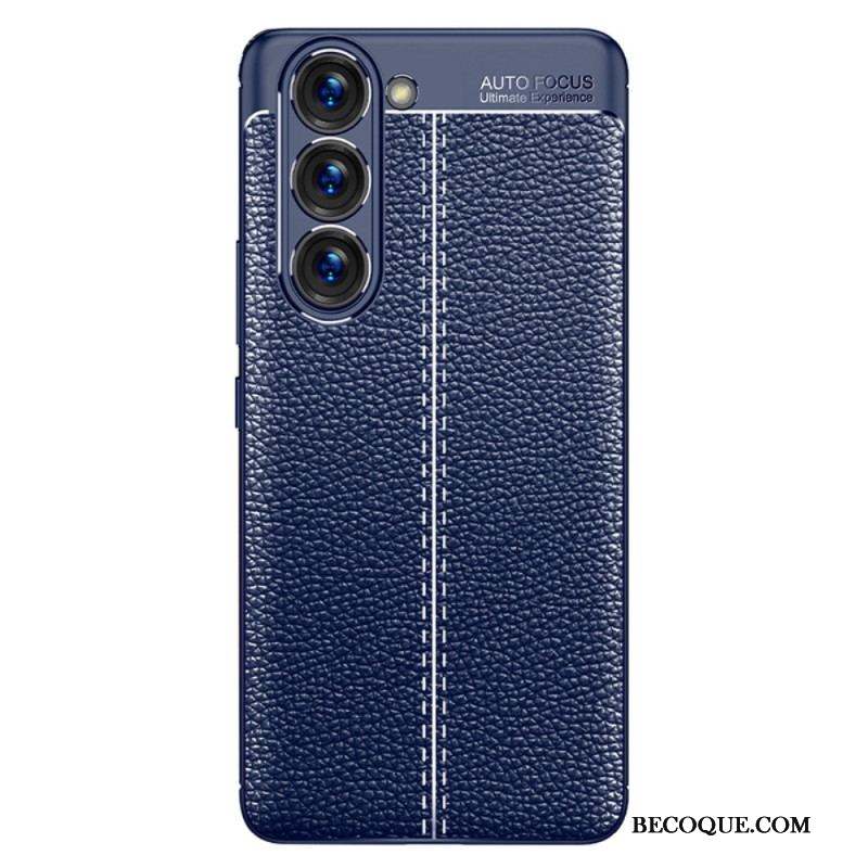 Coque Samsung Galaxy S23 5G Effet Cuir Litchi Double Line