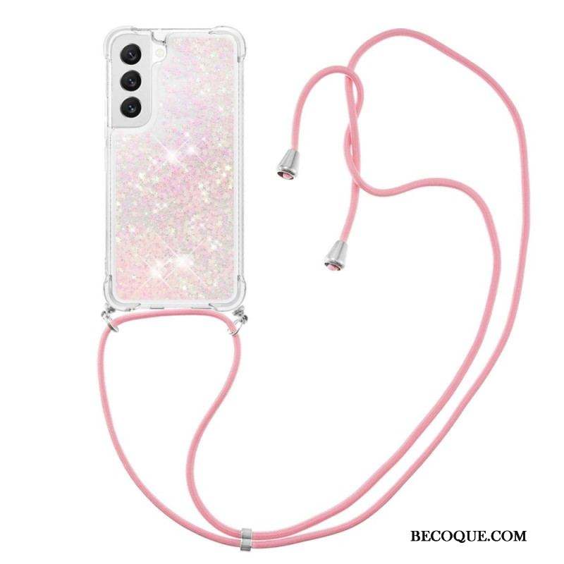 Coque Samsung Galaxy S23 5G Paillettes avec Cordon