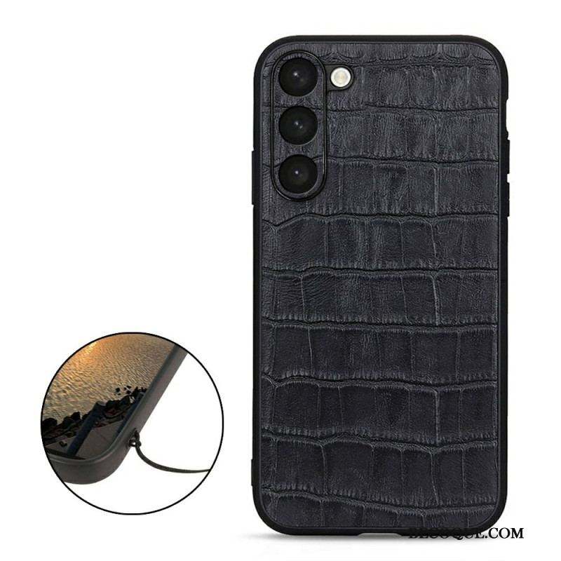 Coque Samsung Galaxy S23 Plus 5G Véritable Cuir Style Crocodile