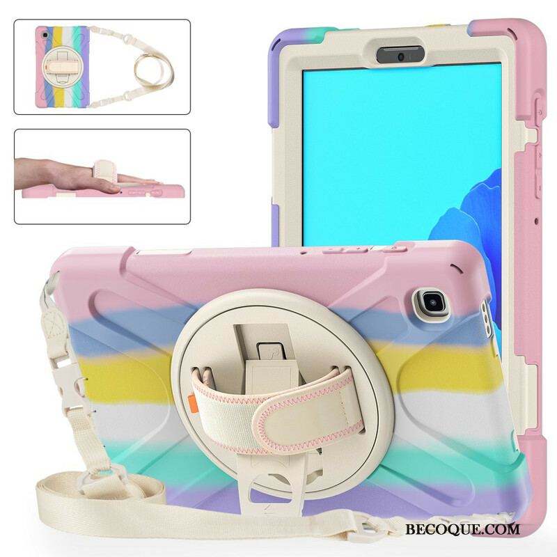 Coque Samsung Galaxy Tab A7 Lite Multi-Fonctions Bandoulière Color