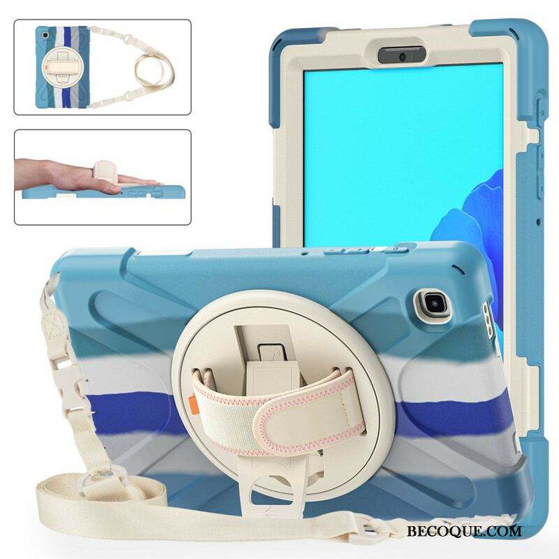 Coque Samsung Galaxy Tab A7 Lite Multi-Fonctions Bandoulière Color