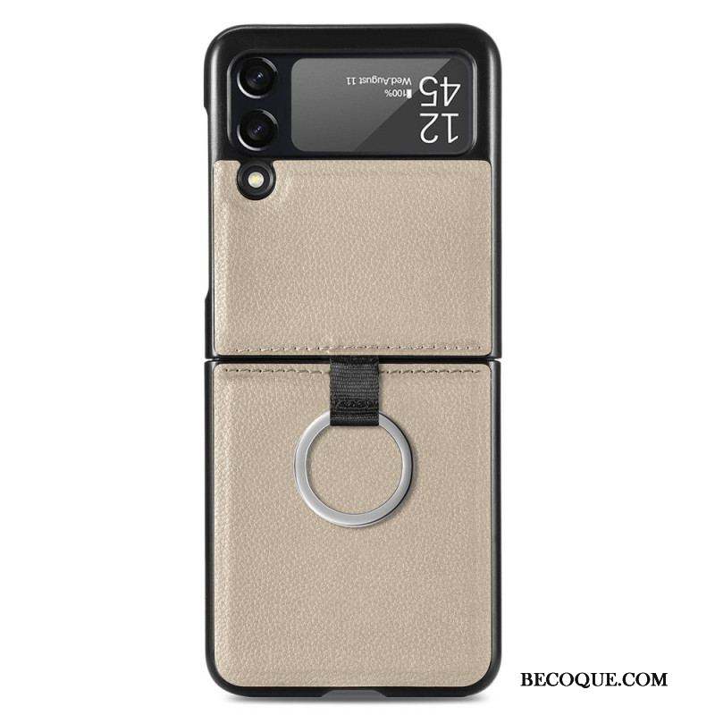 Coque Samsung Galaxy Z Flip 3 5G Effet Cuir avec Anneau