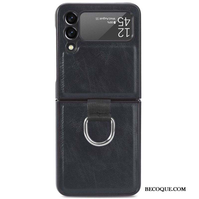 Coque Samsung Galaxy Z Flip 3 5G Style Cuir Vintage avec Anneau