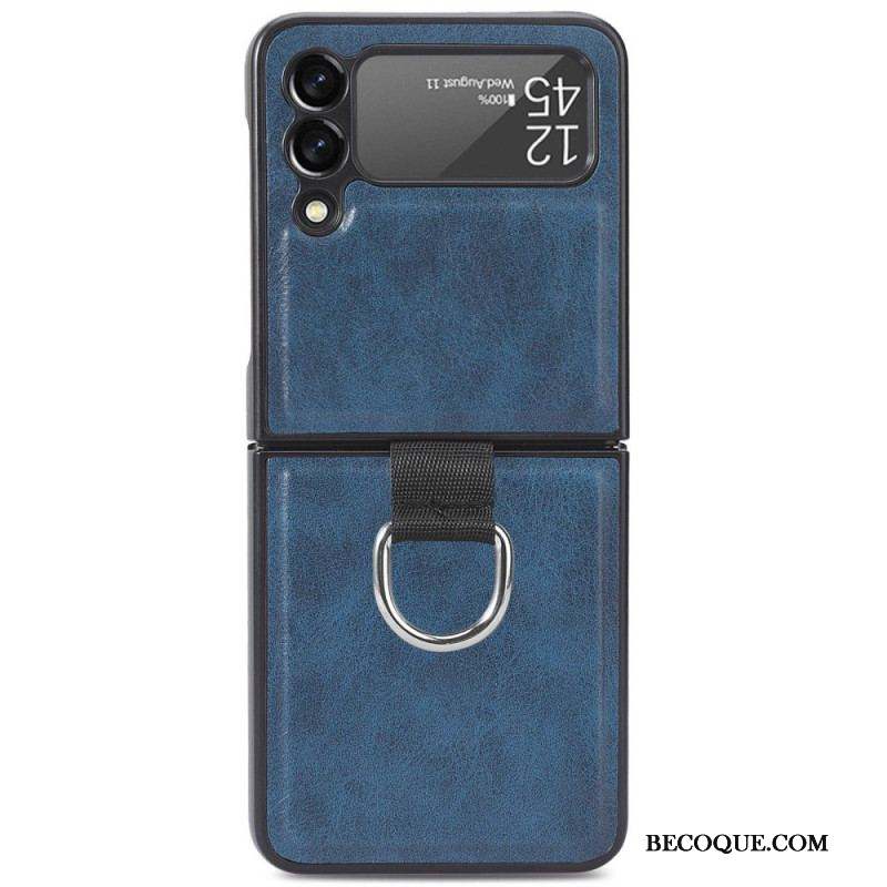 Coque Samsung Galaxy Z Flip 3 5G Style Cuir Vintage avec Anneau