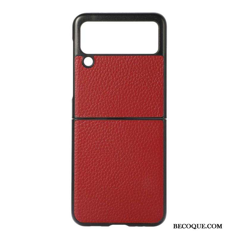 Coque Samsung Galaxy Z Flip 3 5G Véritable Cuir Litchi Color