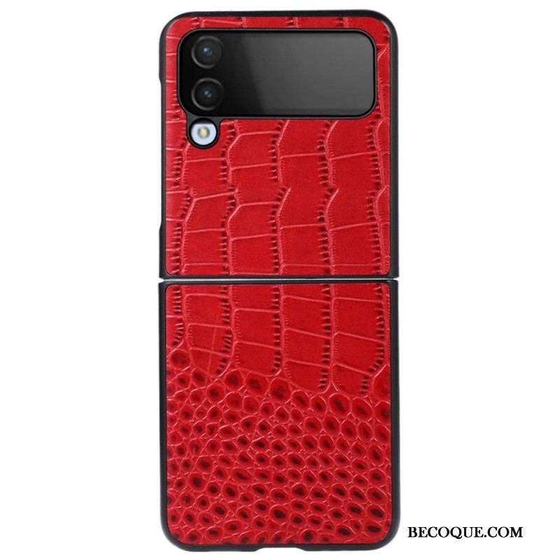 Coque Samsung Galaxy Z Flip 4 Cuir Véritable Effet Crocodile