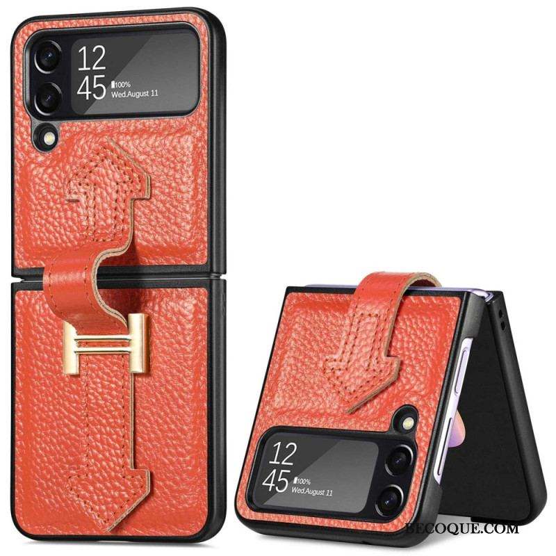 Coque Samsung Galaxy Z Flip 4 Cuir et Breloques