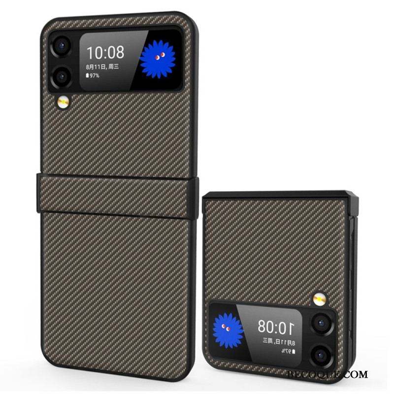 Coque Samsung Galaxy Z Flip 4 Fibre Carbone Rebord Charnière Latérale