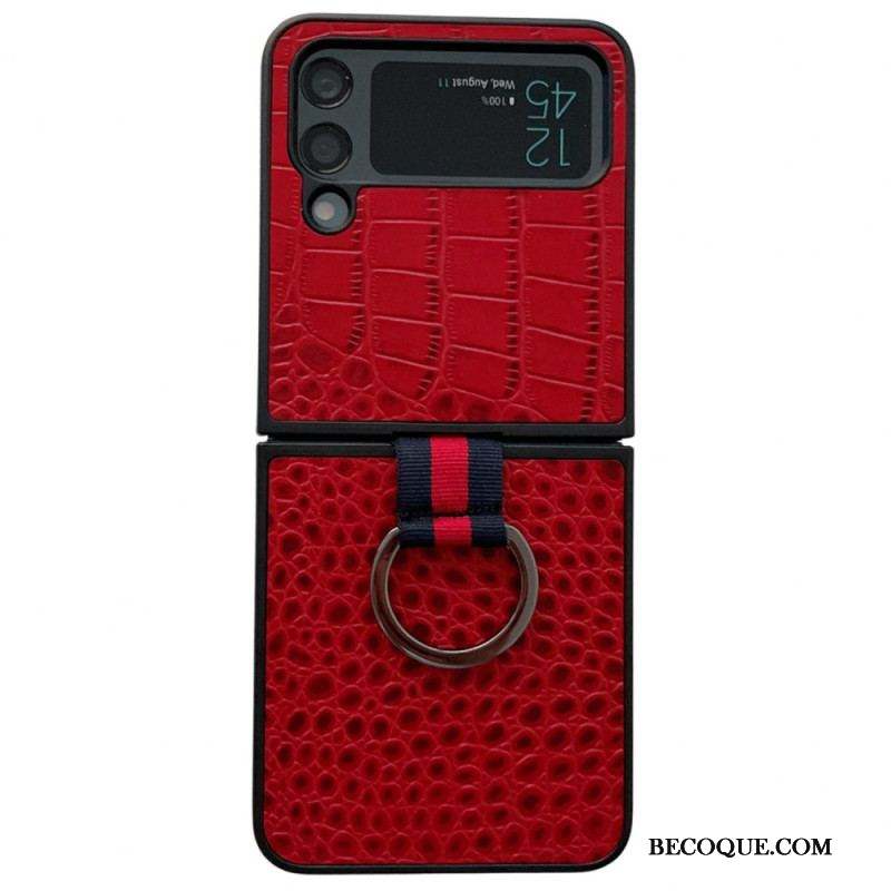 Coque Samsung Galaxy Z Flip 4 Style Crocodile et Anneau