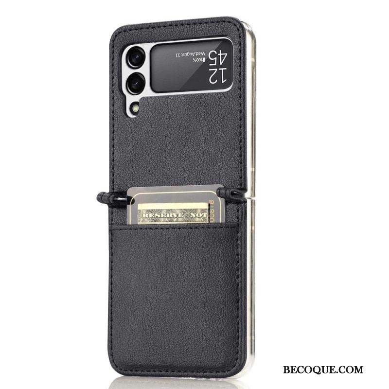 Coque Samsung Galaxy Z Flip 4 Style Cuir Litchi Porte-Carte