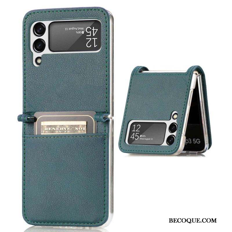 Coque Samsung Galaxy Z Flip 4 Style Cuir Litchi Porte-Carte