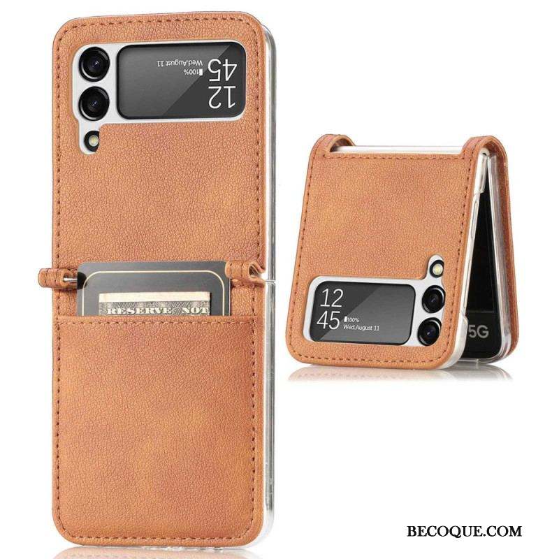 Coque Samsung Galaxy Z Flip 4 Style Cuir Litchi Porte-Carte