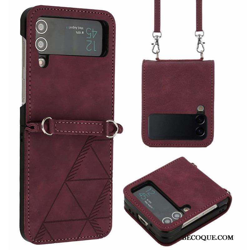 Coque Samsung Galaxy Z Flip 4 Triangles avec Bandoulière