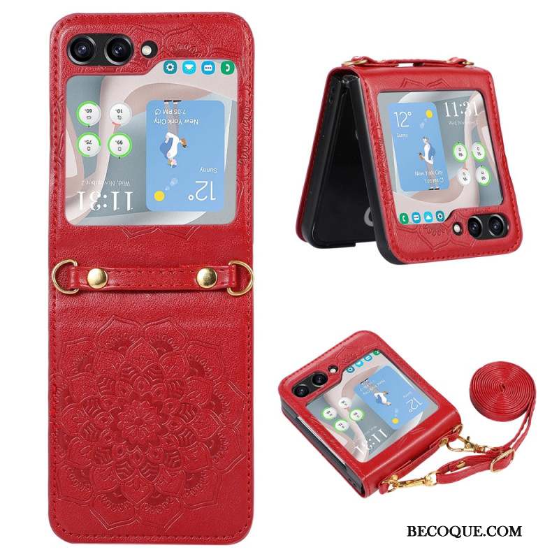 Coque Samsung Galaxy Z Flip 5 Mandala avec Bandoulière