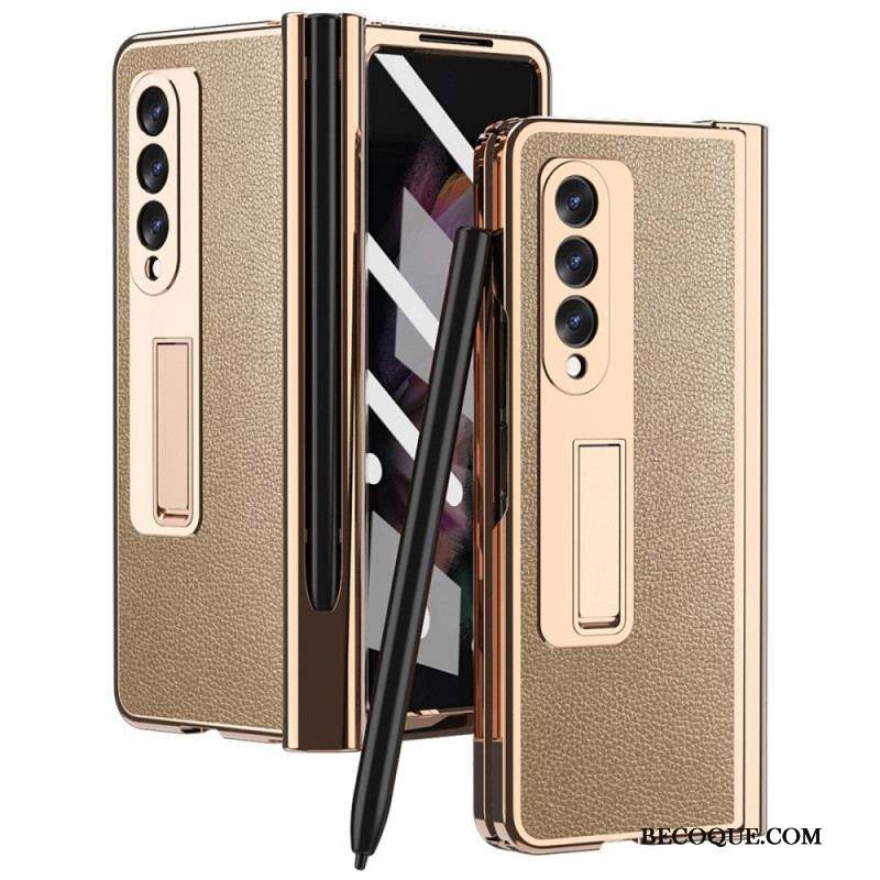 Coque Samsung Galaxy Z Fold 3 5G Cuir Litchi Multi-Fonctions